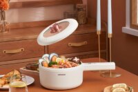 1.6L Smart Electric Cooking Pot Portable Saucepan Rice Cooker Multicooker Ceramic Liner Electric Skillet Fried Pan with Steamer
