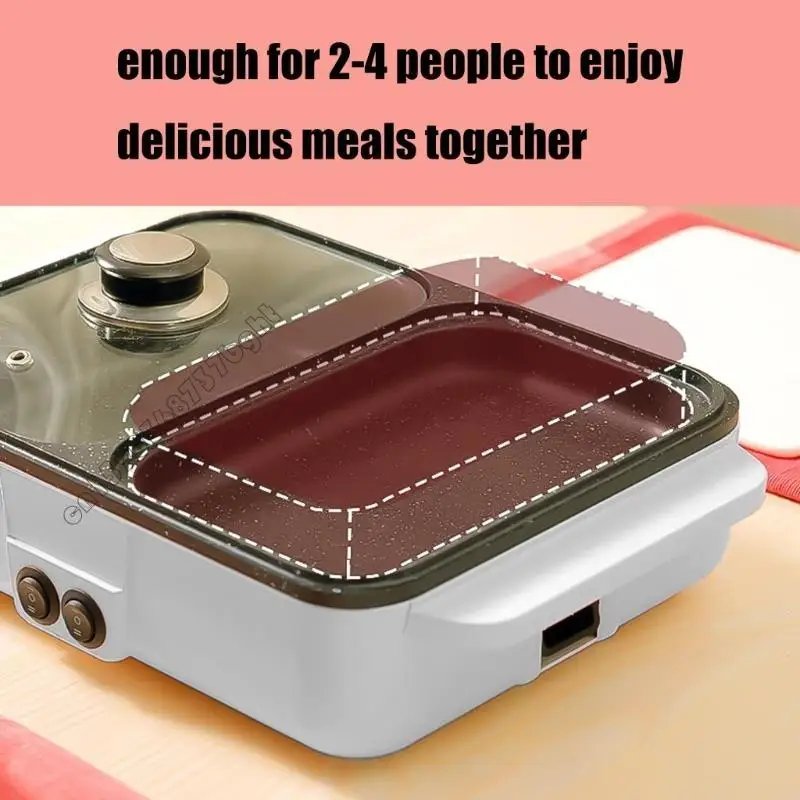 4XFB Portable Electric Hot Pot Grill 2 in 1 Cooking Device Multi Functional Cooker
