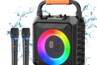 T17-T Wireless Bluetooth Speaker, Karaoke Machine with 2 Microphone, Home Karaoke System with LED Party Light
