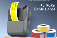 DETONGER P2 Mini Thermal Printer Plus 3 Rolls Cable Label Portable Wireless BT Office Business  Cable sticker Printer