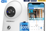 GENBOLT 2K WiFi Indoor House Security Camera Wireless, Pan Tilt Pet Camera with 5000mAh Battery Powered, IP Camera CCTV Nanny Dog Cam Baby Monitor with PIR Detection