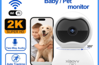XIAOVV Indoor WiFi Surveillance Camera 2K Pet and Baby Camera with Motion Tracking 360° WiFi IP Home Cameras Night Vision