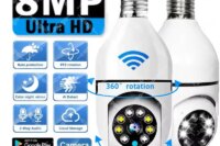 8MP E27 Bulb Surveillance Camera Wifi IP PTZ CCTV Camera 10X Zoom Color Night Vision Human Tracking Security Baby Monitor Cam