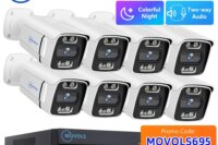 MOVOLS 8CH 5MP 8MP POE Security Camera System Two Way Audio 8MP NVR Kit CCTV Outdoor IP Camera H.265 P2P Video Surveillance Set
