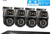Movols 6MP XMEYE POE Surveillance System Dual Lens PTZ Two Way Audio POE Security Camera System 16CH NVR Video Surveillance Kit