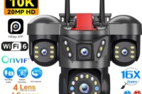 10K 20MP UHD Outdoor WiFi IP Camera Four Len Four Screen 360° 16X Zoom PTZ Security Cam Auto Tracking CCTV Wireless Surveillance