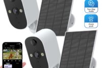 2-Packs Wireless Surveillance Camera 1080P WiFi Home Security Recharge Battery Solar Powered IP Camera Outdoor Human Detection