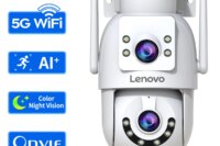 Lenovo 4K WiFi Surveillance Camera 5G Wifi Outdoor Dual Lens PTZ IP Cameras Auto Tracking Audio Video ONVIF Security CCTV Camera