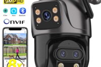 IP Camera 6K 9MP HD WiFi Outdoor Camera 8x Zoom Three Lens Dual Screen Home Security PTZ Camera 6MP Video Surveillance iCSee