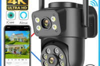 Wifi Camera Outdoor 8MP 4K Dual Lens Dual Screens Black Surveillance Camera Night Vision Human Detection Security Camera ICsee