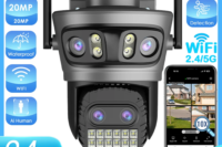 20MP Outdoors Wifi Camera 10K HD Three Lens Security 5G PTZ IP Camera 10X Digital Zoom Lens Human AI Auto Detect Tracking Camera