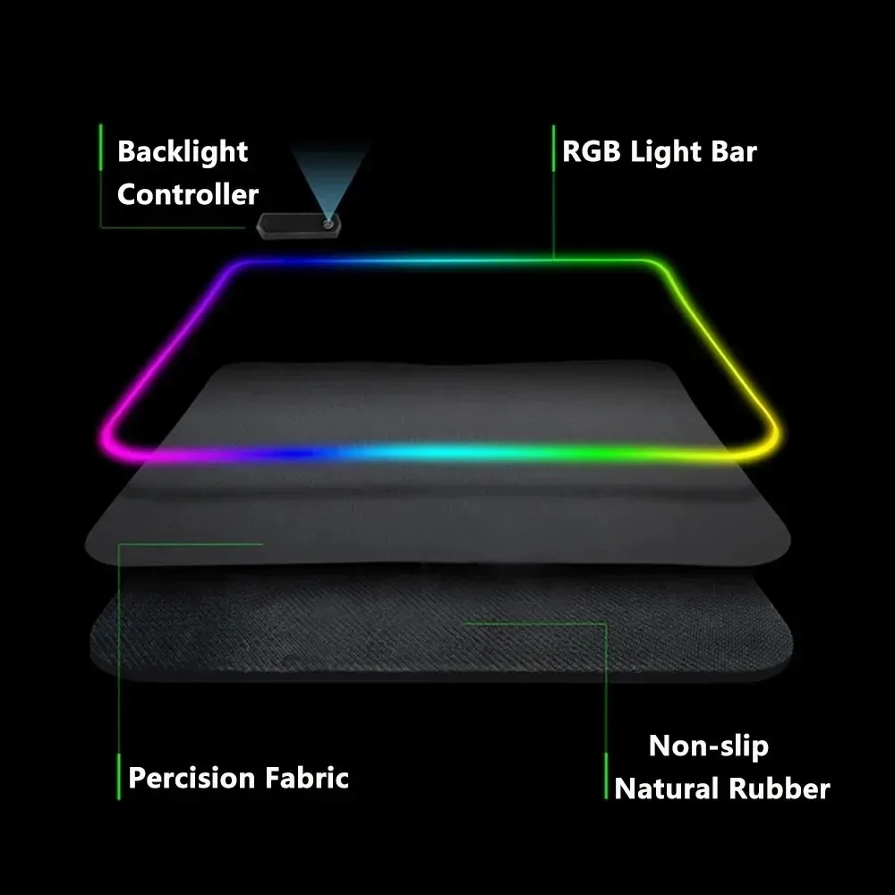 DIY Custom Personalized RGB Mouse Pad LED Illumination Large Gaming Laptop Desk Mat Non-slip Rubber Keyboard Carpet With Backlit