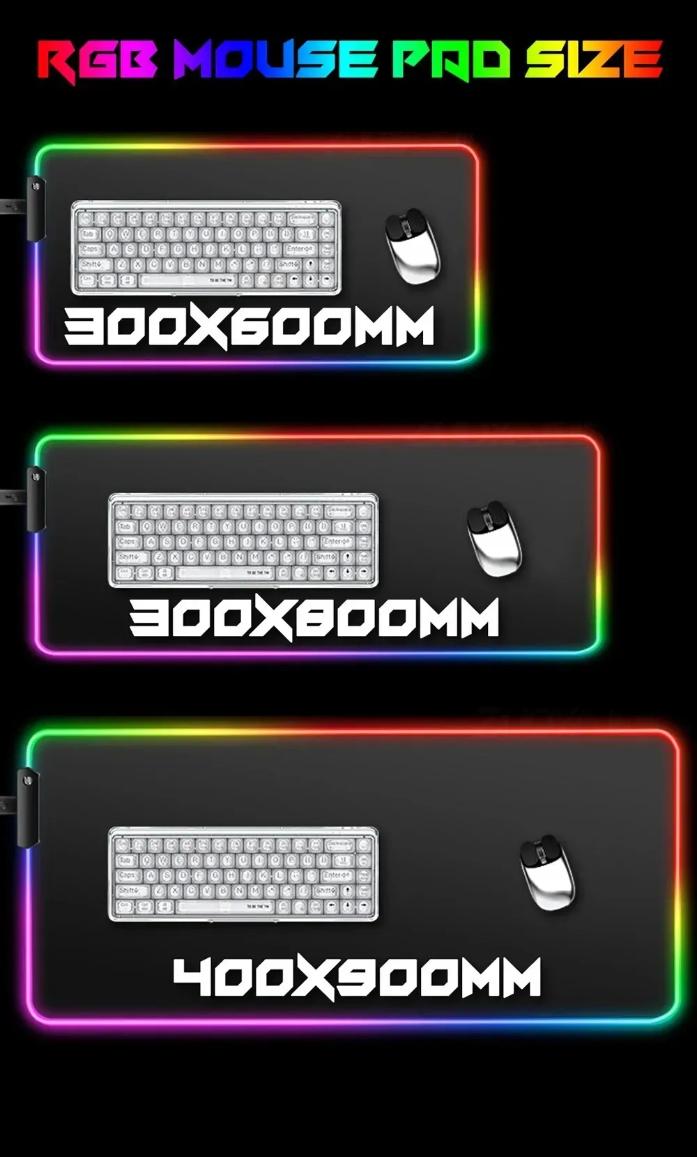 DIY Custom Personalized RGB Mouse Pad LED Illumination Large Gaming Laptop Desk Mat Non-slip Rubber Keyboard Carpet With Backlit