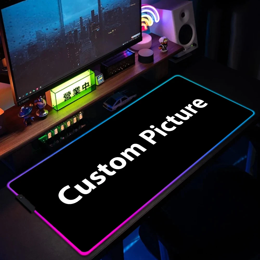 DIY Custom Personalized RGB Mouse Pad LED Illumination Large Gaming Laptop Desk Mat Non-slip Rubber Keyboard Carpet With Backlit