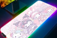 LED Kawaii Anime Mouse Pad Laptop K-kuromi M-my M-melody Keyboard Rug RGB PC Gamer Cabinet Mousepad Cute Pink Extended Desk Mat
