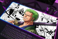 Anime O-ONE P-PIECE R-Roronoa Zoro Mouse Pad RGB Led Gaming Bedroom Office Desk Non-Slip Mat Waterproof Large