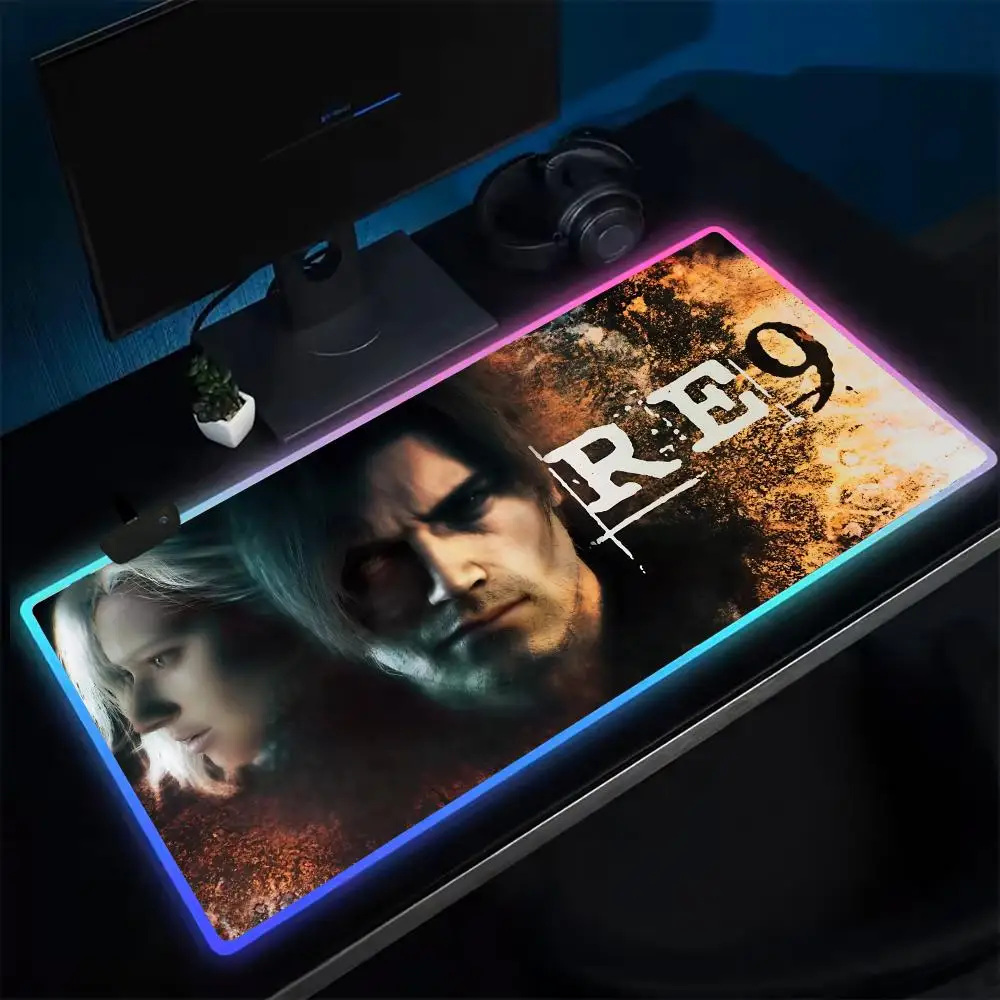 Resident Evil Requiem Mouse Pad Anime Gaming Mouse Pad LED Table Pads Backlit Rubber Desktop XXL RGB Desk Mats