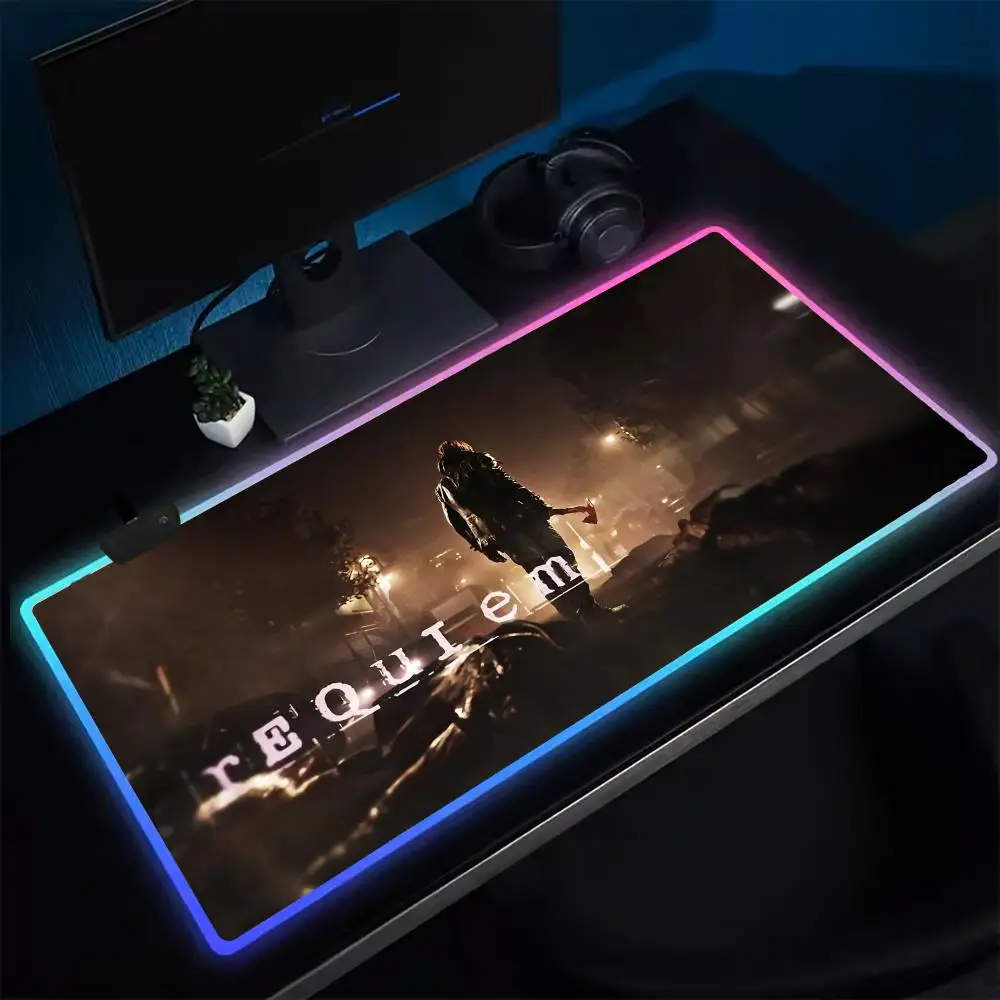 Resident Evil Requiem Mouse Pad Anime Gaming Mouse Pad LED Table Pads Backlit Rubber Desktop XXL RGB Desk Mats
