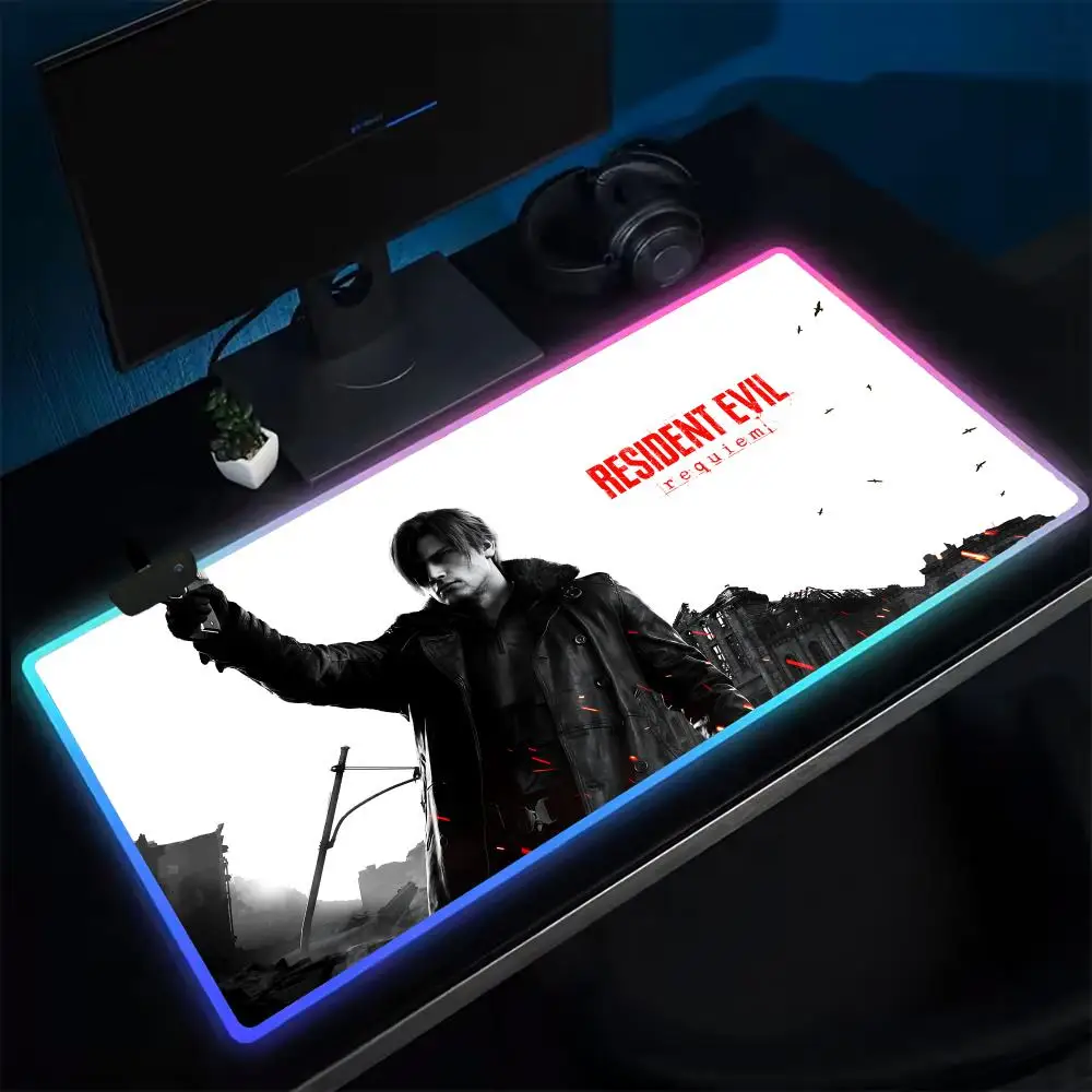 Resident Evil Requiem Mouse Pad Anime Gaming Mouse Pad LED Table Pads Backlit Rubber Desktop XXL RGB Desk Mats