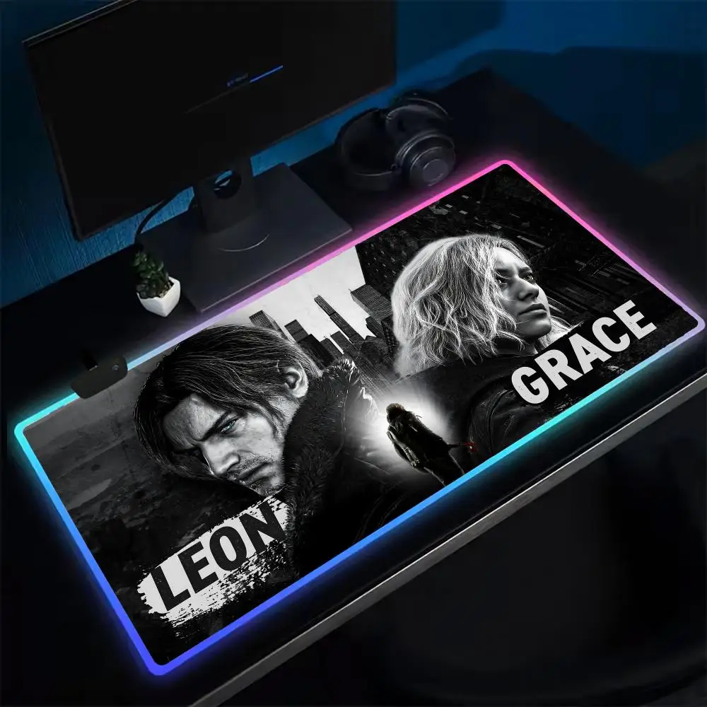 Resident Evil Requiem Mouse Pad Anime Gaming Mouse Pad LED Table Pads Backlit Rubber Desktop XXL RGB Desk Mats
