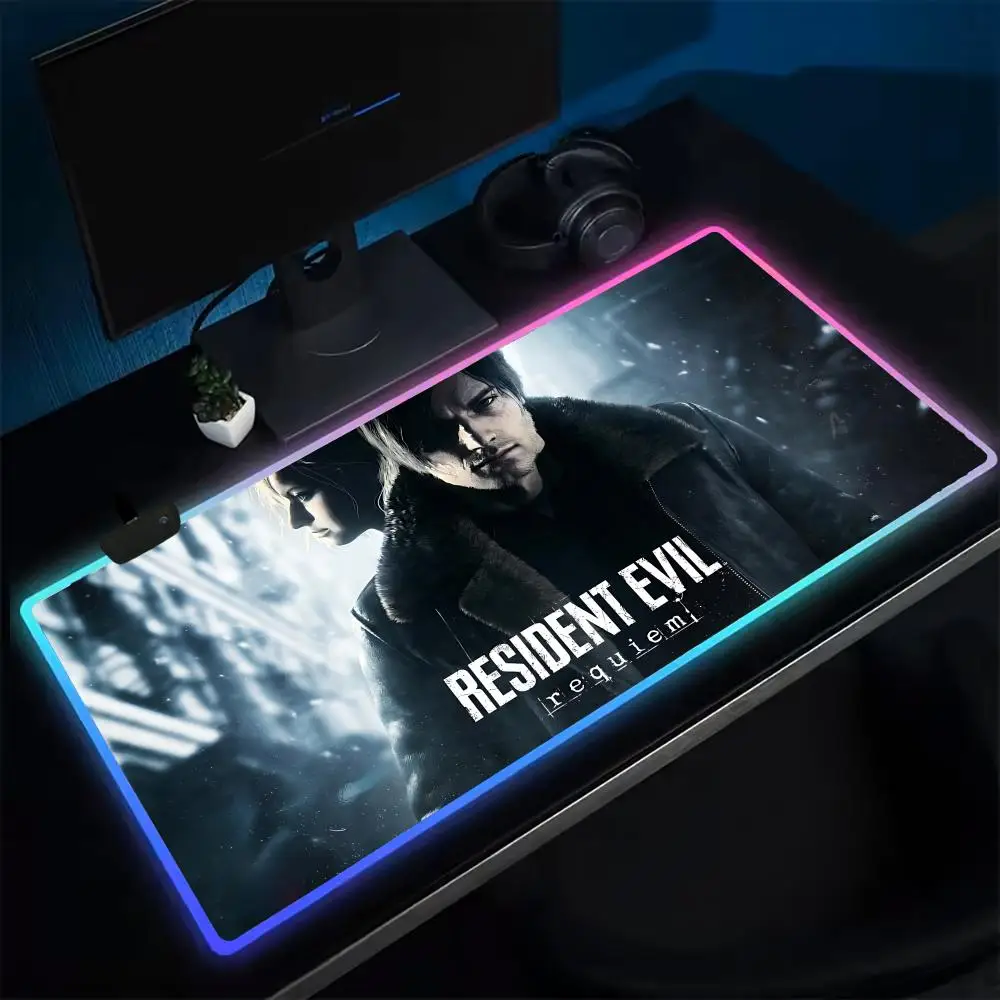 Resident Evil Requiem Mouse Pad Anime Gaming Mouse Pad LED Table Pads Backlit Rubber Desktop XXL RGB Desk Mats