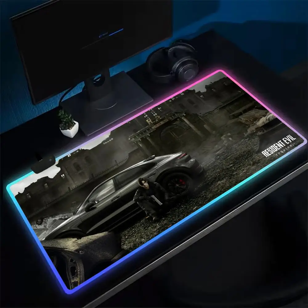 Resident Evil Requiem Mouse Pad Anime Gaming Mouse Pad LED Table Pads Backlit Rubber Desktop XXL RGB Desk Mats