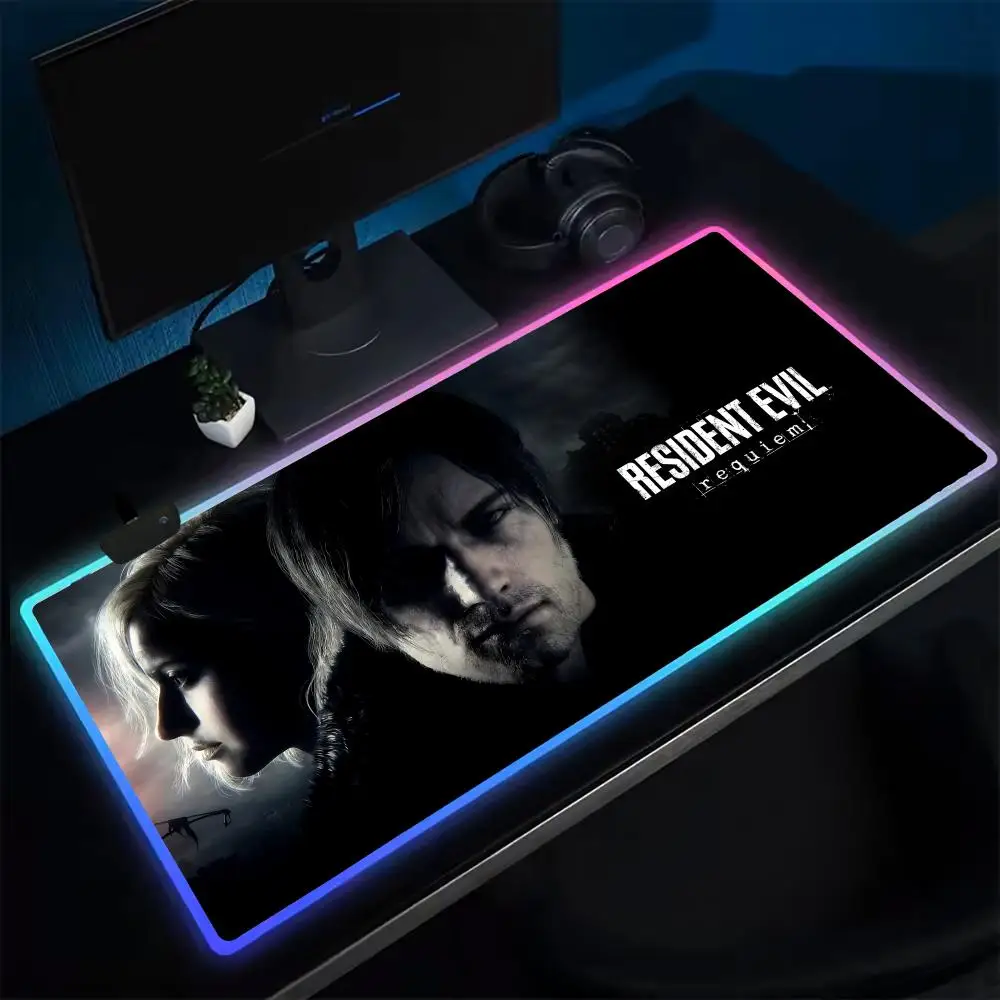 Resident Evil Requiem Mouse Pad Anime Gaming Mouse Pad LED Table Pads Backlit Rubber Desktop XXL RGB Desk Mats