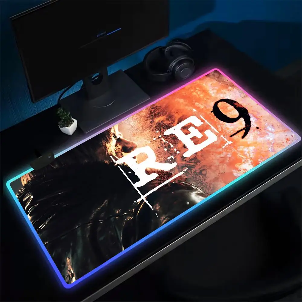 Resident Evil Requiem Mouse Pad Anime Gaming Mouse Pad LED Table Pads Backlit Rubber Desktop XXL RGB Desk Mats