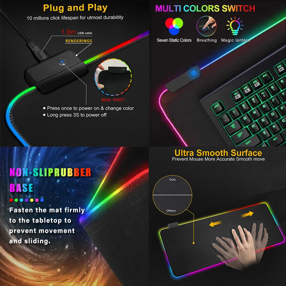 Resident Evil Requiem Mouse Pad Anime Gaming Mouse Pad LED Table Pads Backlit Rubber Desktop XXL RGB Desk Mats