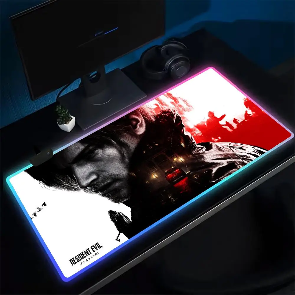 Resident Evil Requiem Mouse Pad Anime Gaming Mouse Pad LED Table Pads Backlit Rubber Desktop XXL RGB Desk Mats