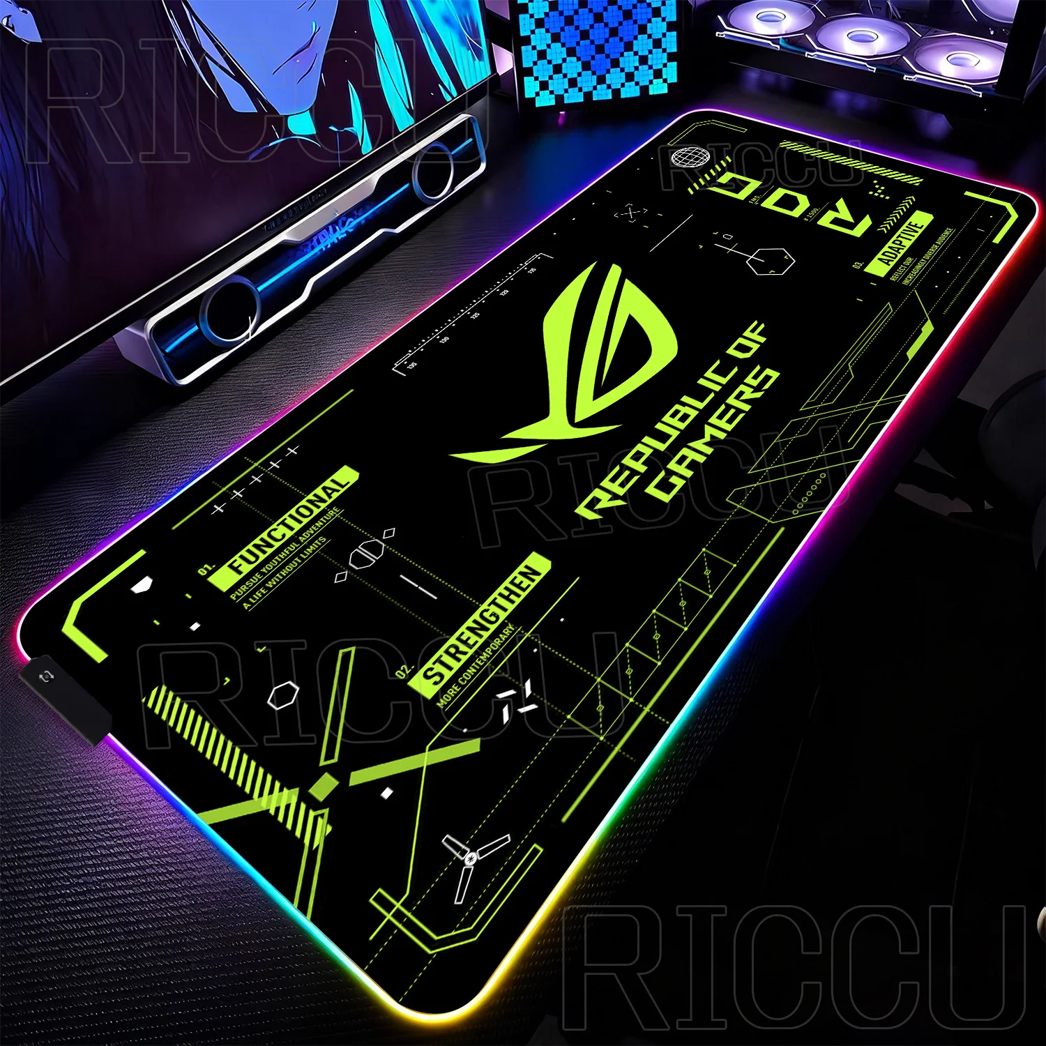 RGB XXL HD Printing Gaming Mats Large Extended Pad Rog Esports Mouse Pad Gamer Computer Keyboard LED Desk Mat PC Accessories Rug