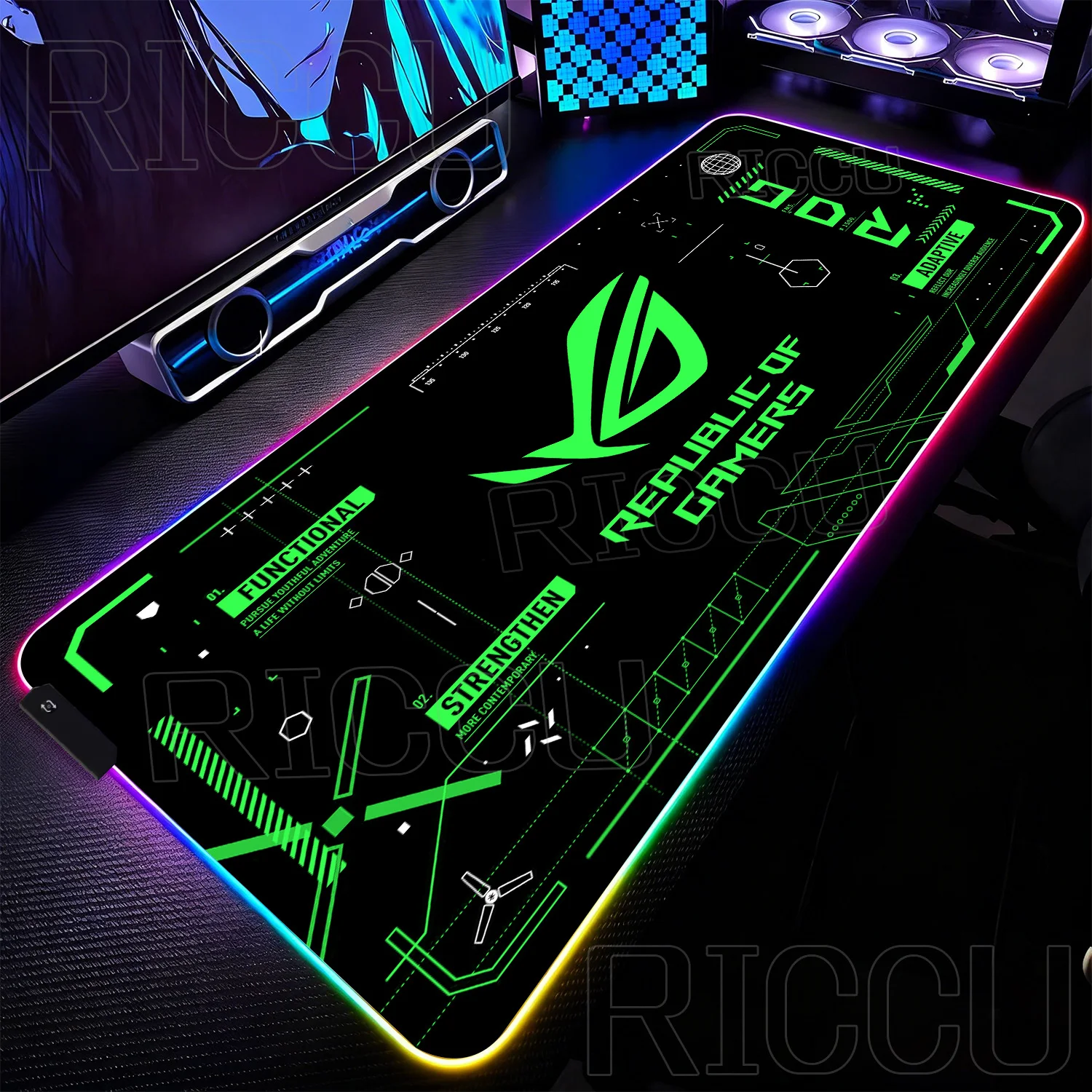 RGB XXL HD Printing Gaming Mats Large Extended Pad Rog Esports Mouse Pad Gamer Computer Keyboard LED Desk Mat PC Accessories Rug
