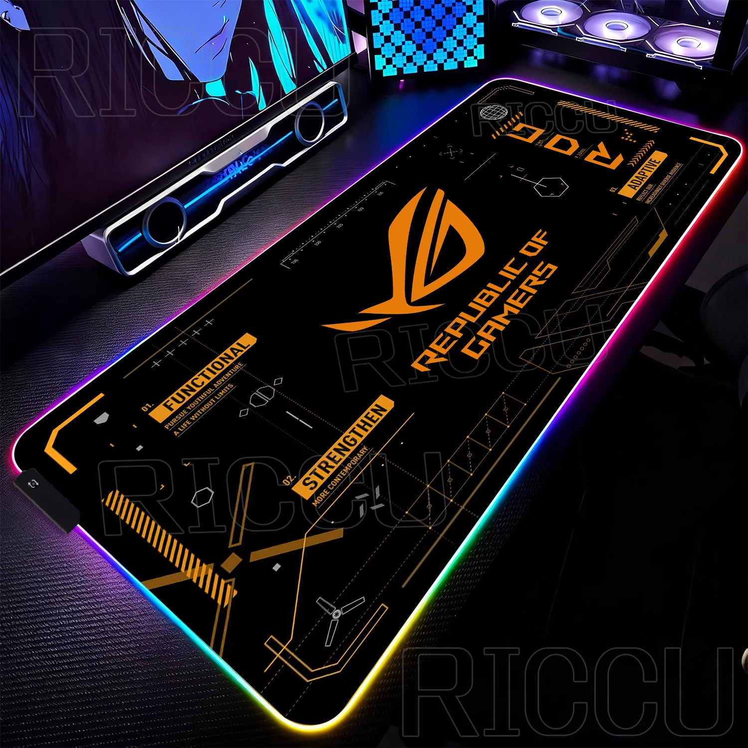 RGB XXL HD Printing Gaming Mats Large Extended Pad Rog Esports Mouse Pad Gamer Computer Keyboard LED Desk Mat PC Accessories Rug