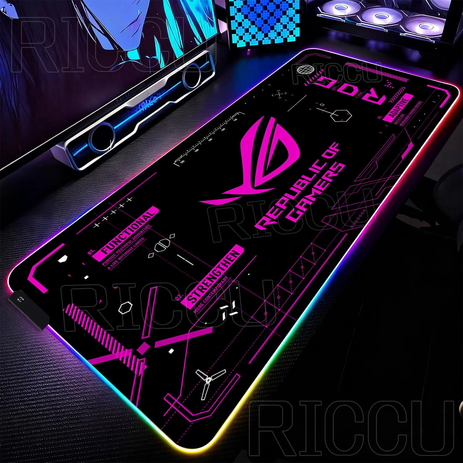 RGB XXL HD Printing Gaming Mats Large Extended Pad Rog Esports Mouse Pad Gamer Computer Keyboard LED Desk Mat PC Accessories Rug