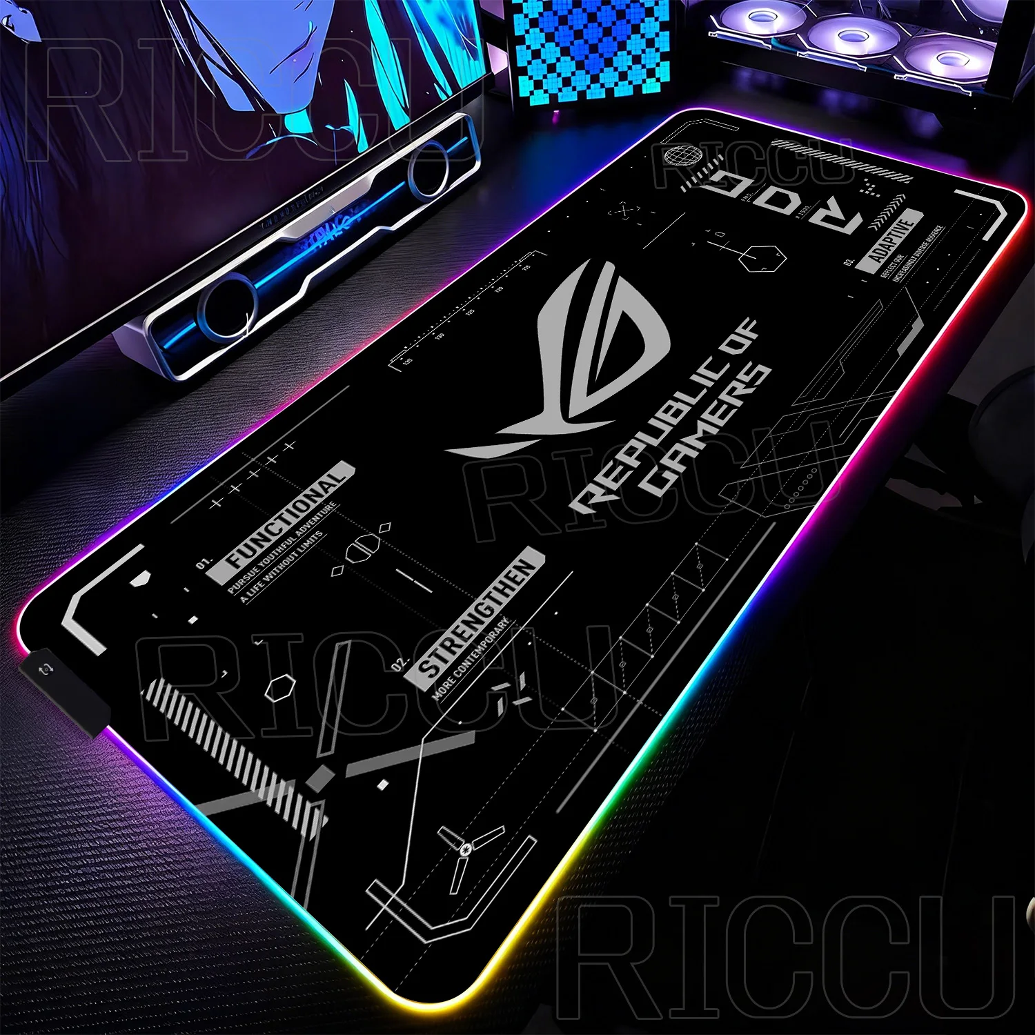 RGB XXL HD Printing Gaming Mats Large Extended Pad Rog Esports Mouse Pad Gamer Computer Keyboard LED Desk Mat PC Accessories Rug
