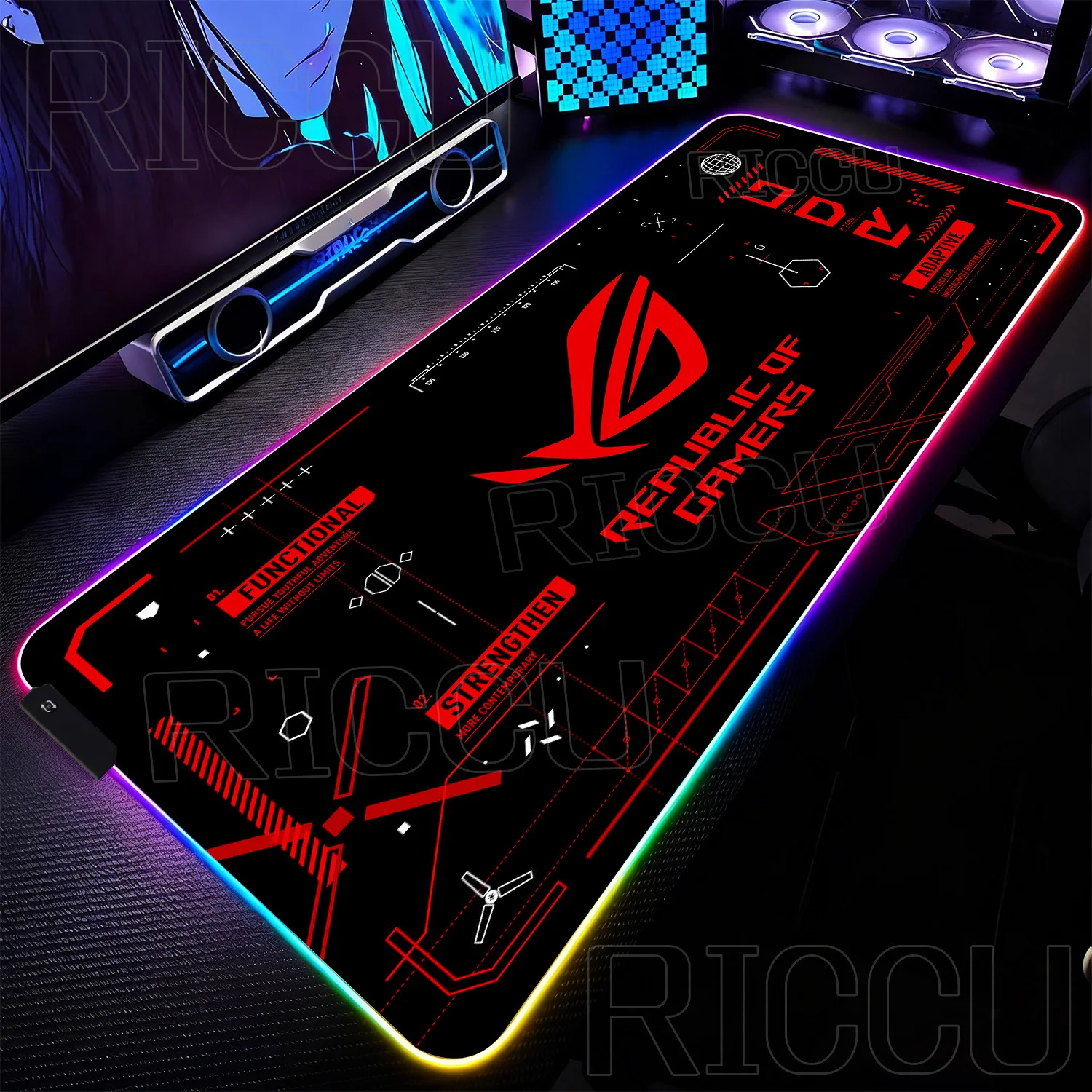 RGB XXL HD Printing Gaming Mats Large Extended Pad Rog Esports Mouse Pad Gamer Computer Keyboard LED Desk Mat PC Accessories Rug