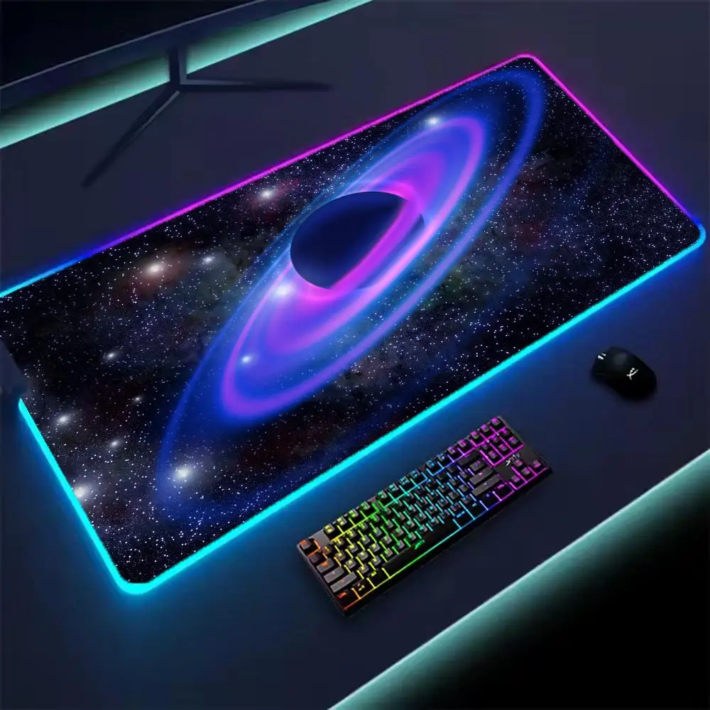 Universe RGB Gaming Mousepad Space Mouse Mats LED Large Gamer Mousepads XXL Keyboard Pads Luminous Desk Mat Mouse Pad Backlit