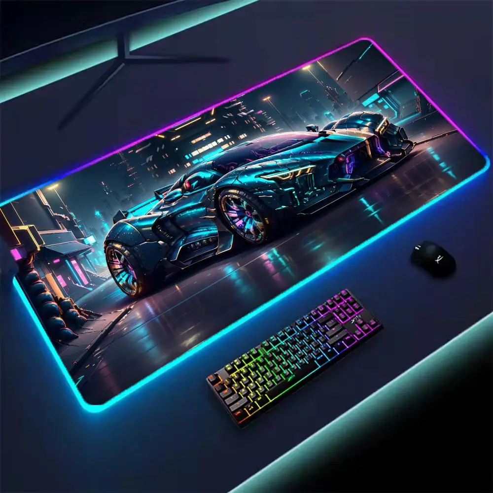 Cool and fashionable Car Large RGB Mouse Pad Gaming Mousepad LED Mousemat Luminous Desk Pads Gamer PC Keyboard Mats XL Table mat