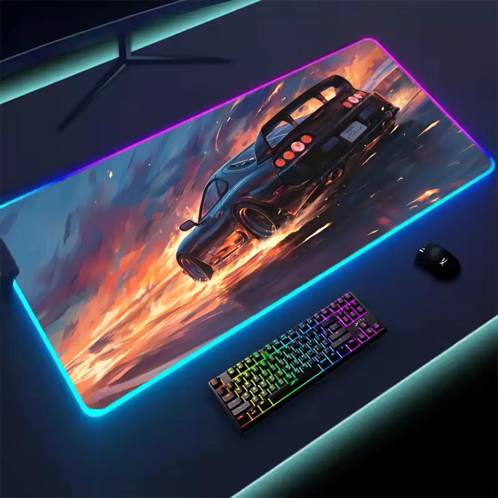 Cool and fashionable Car Large RGB Mouse Pad Gaming Mousepad LED Mousemat Luminous Desk Pads Gamer PC Keyboard Mats XL Table mat