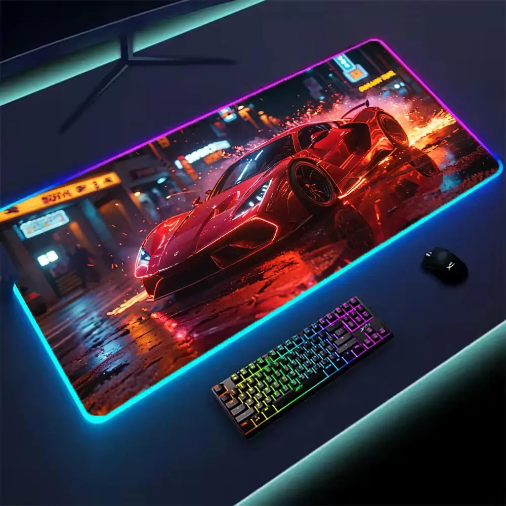 Cool and fashionable Car Large RGB Mouse Pad Gaming Mousepad LED Mousemat Luminous Desk Pads Gamer PC Keyboard Mats XL Table mat
