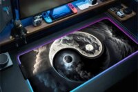 Yin-Yang Style Mouse Pad XXL RGB Gaming Mouse Pad Gamer Accessories Large LED Light Mousepads PC Computer Desk Mat with Backlit
