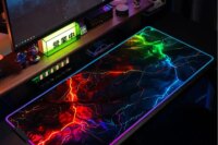 Xxl Gaming Mouse Pad Gamer Rgb An Energy Storm Interwoven With Multi-colored Lightning Back Light Table Mat Led Mousepad Deskmat