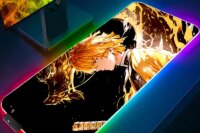 RGB LED Desk Mat Mousepad Anime D-demon Slayer Zenitsu Mouse Pad PC Accessories Gamer Keyboard Pad Soft Gaming Extended Mats