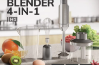 Hand Immersion Blender Powerful 4-in-1,Stainless Steel Stick Food Mixer,700ml Mixing Beaker,500ml Processor,Whisk