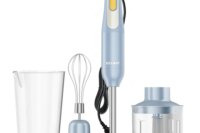 4-in-1 Handheld Stick Blender Set, Immersion Hand Blender with Stainless Steel Blades for Kitchen Food Mixing, Light Blue Novice