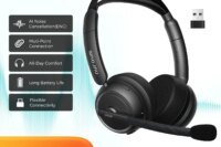 Nuroum HP31DU Bluetooth 5.3 Wireless Headset with Microphone for PC, Noise Cancelling Mics for Work Office Call Center, USB Dongle Mute Button Multi-Point Over Ear Headphones for Laptop Desktop Mac Teams Zoom Meeting Remote Work