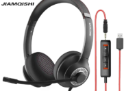 JIAMQISHI EH01 USB Headset PC Computer Headphones with Noise Reduction MIC in-line Control for Home Office Online Class
