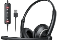 Awatrue EH05 Wired USB Headsets with Noise Cancelling Mic for PC Laptop Headphones with In-Line Control Mic Mute Lightweight