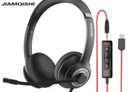 JIAMQISHI EH01 USB Headset PC Computer Headphones with Noise Reduction MIC in-line Control for Home Office Online Class