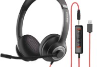 JIAMQISHI USB Headset PC Computer Headphones with Noise Cancelling MIC in-line Control for Home Office Online Class Skype Zoom